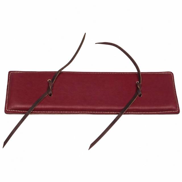 Saddle Barn leather bull rope pad with foam filling and two leather ties, 15 × 4 inches