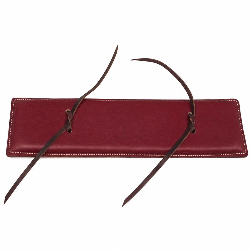 Saddle Barn leather bull rope pad with foam filling and two leather ties, 15 × 4 inches