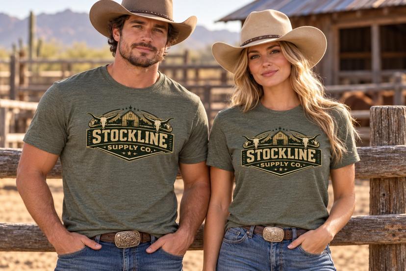 Stockline Supply Co. Western Logo Tee – Military Green