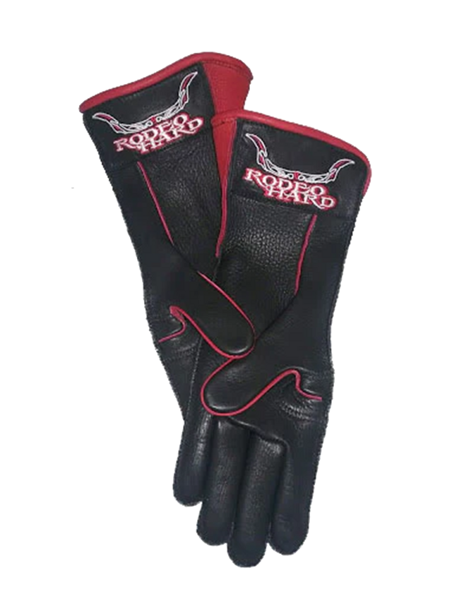 Rodeo Hard Deerskin Leather Bull Riding Gloves Long Cuff Outseam