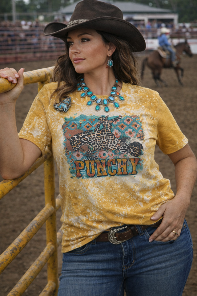 Leopard Bronc Punchy Graphic Tee – Western Shirt