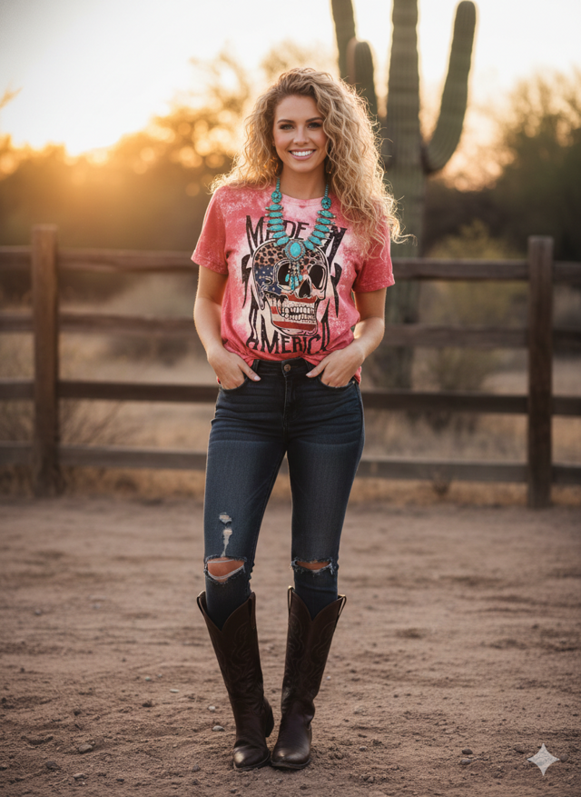 Made in America Bleached Graphic Tee – Western Shirt
